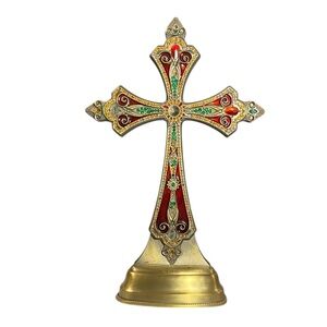 Royal Limited Gold Tone 12” Jeweled Table Top Cross